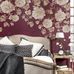 Фактурное панно "Blooming Garden" c розами на бордовом фоне в интерьере спальни